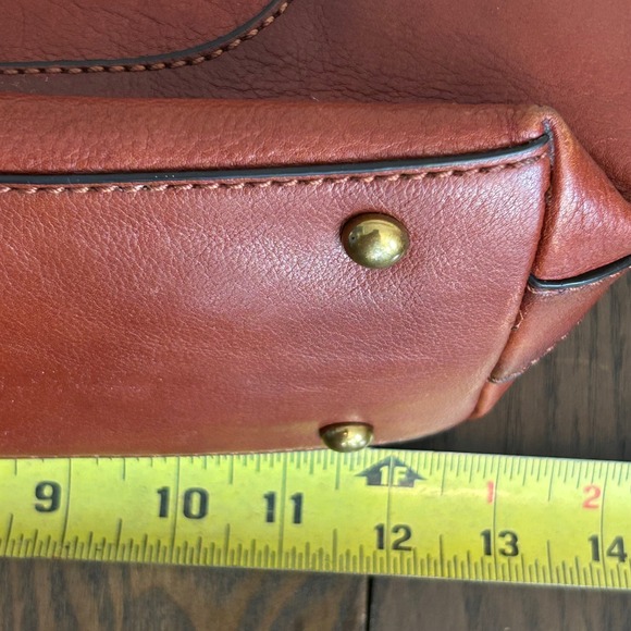 FRYE Ring Brown Cognac Leather Hobo Tote Purse - Picture 14 of 16